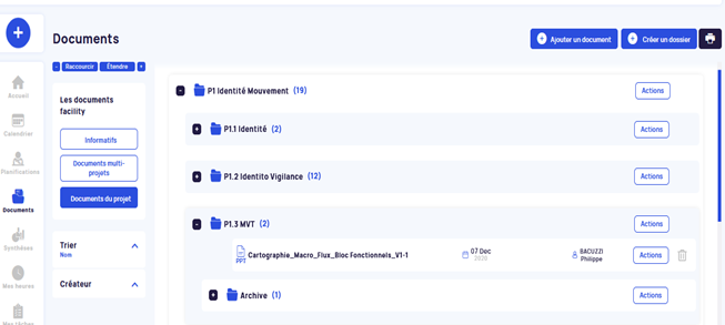 Suivi de projet sur Facility project